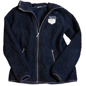 Bergens of Norway Bergflette Navy Blue Hooded Jacket Size Small Wool Mix Nordic